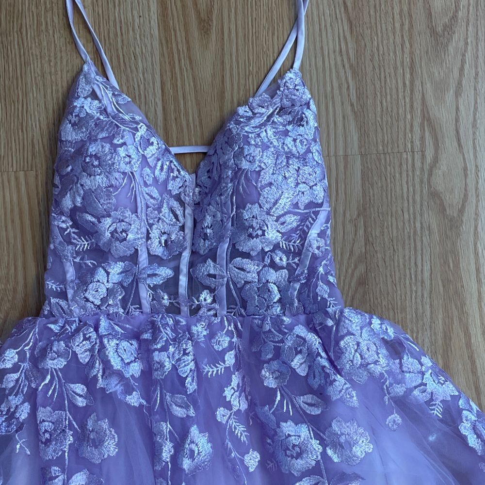 Prom dress  A-line Tulle Long Slit.  Lilac